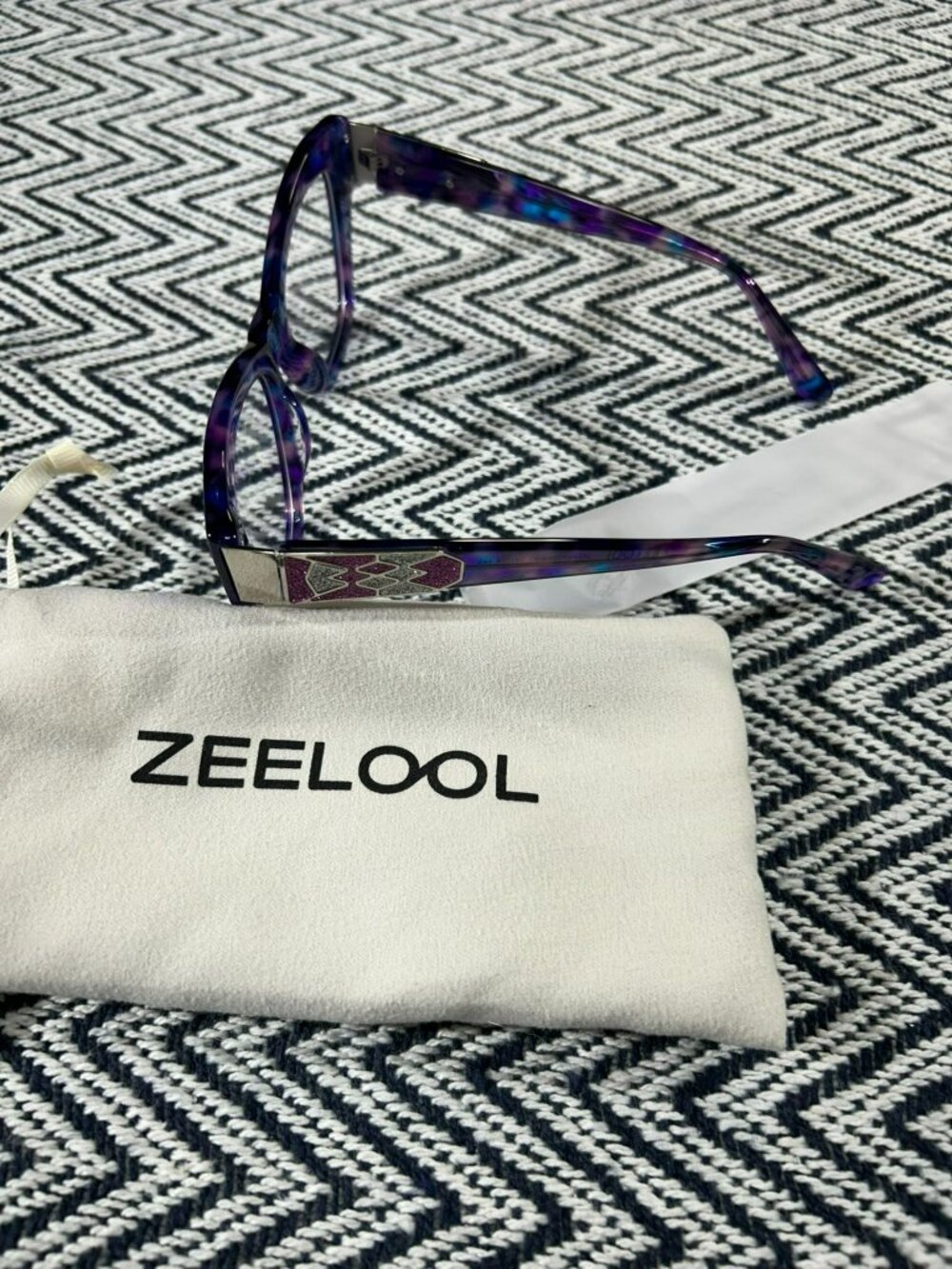 Zeelool Womens Cat-Eye Purple Tortoise Eyeglass Frames 54mm Acetate Stylish - Picture 3 of 4